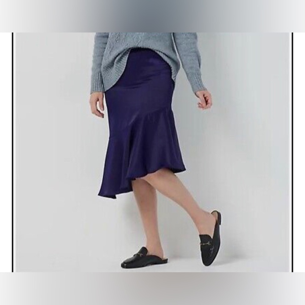 Jason Wu Flare Midi Skirt Womens 2X Purple Asymetrical Light Spring Ruffle Hem